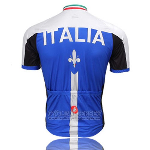 2014 Cycling Jersey Italy White and Blue Short Sleeve and Bib Short